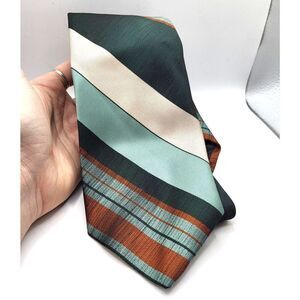 Vintage 1970s Striped Green and Orange Tie Wemlon by Wemberley